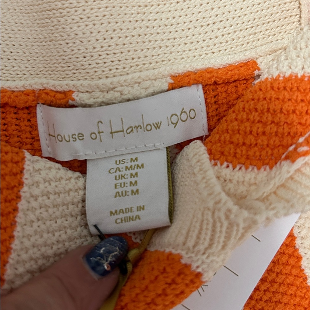 House of Harlow 1960 Knit Striped Tank Dress Orange Beige - Picture 6 of 7